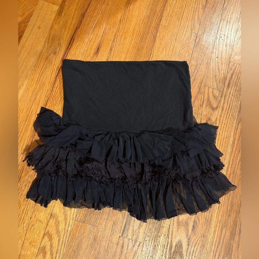 Free People FP One Black Layered Ruffle Xs tulle mini skirt